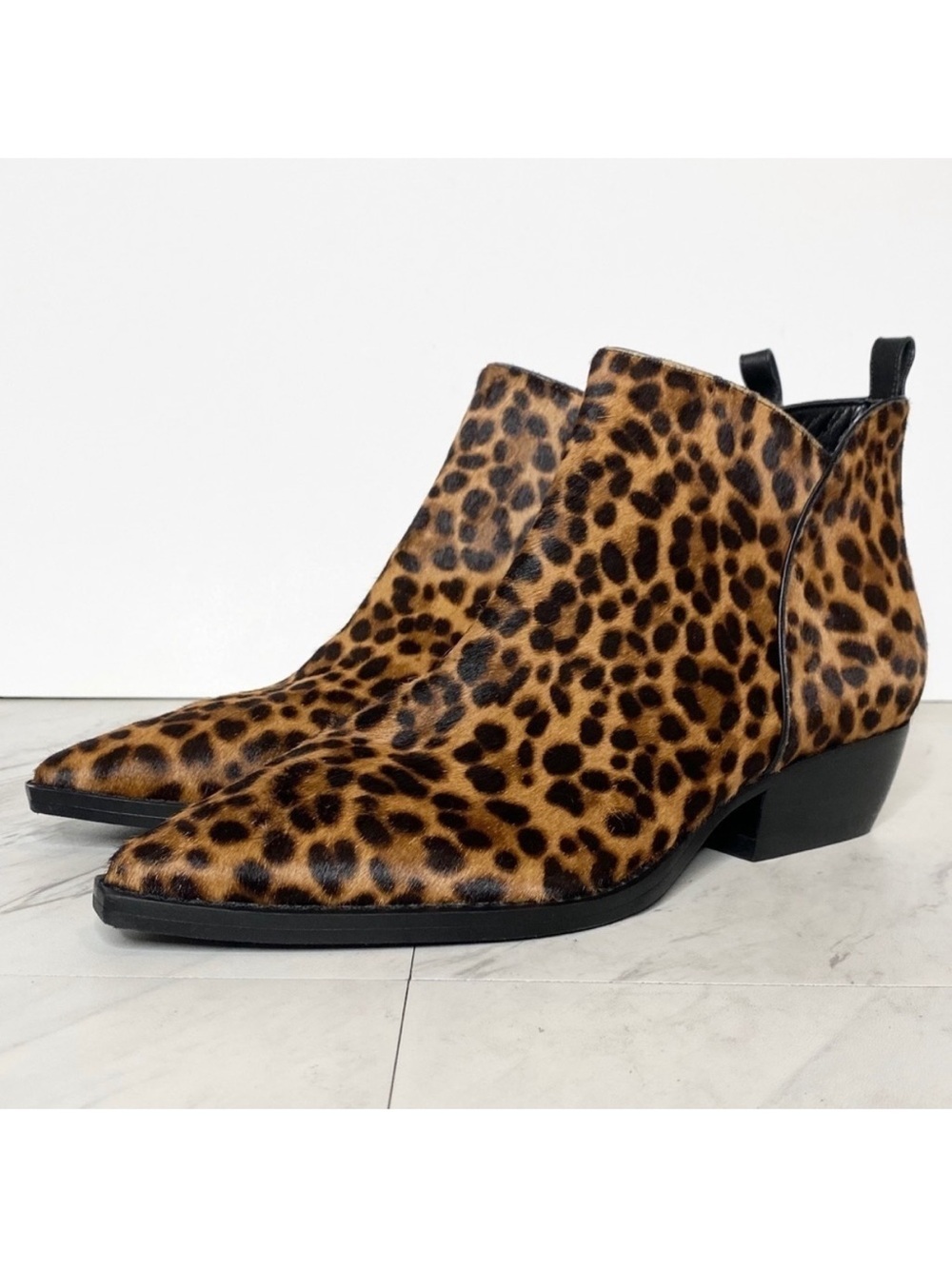 Marc Fisher Obbra Leopard Pointy Toe Booties 8M
